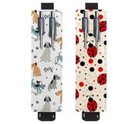 Eslifey Lot de 2 porte-stylos en cuir avec bande élastique réglable, motif dinosaure et vélo, pour ordinateur portable, journaux, multicolore 6, 6.1x1.8in/15.4x4.6cm