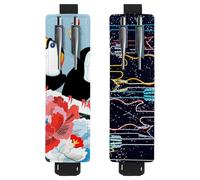 Eslifey Lot de 2 porte-stylos en cuir avec bande élastique réglable, motif dinosaure et vélo, pour ordinateur portable, journaux, Multicolore 2, 6.1x1.8in/15.4x4.6cm
