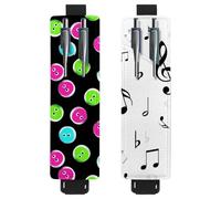 Eslifey Lot de 2 porte-stylos en cuir avec bande élastique réglable, motif dinosaure et vélo, pour ordinateur portable, journaux, multicolore 7, 6.1x1.8in/15.4x4.6cm