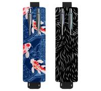 Eslifey Lot de 2 porte-stylos en cuir avec bande élastique réglable, motif reptile, lézard, salamandre ethnique, tribal, Multicolore 2, 6.1x1.8in/15.4x4.6cm