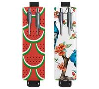 Eslifey Lot de 2 porte-stylos en cuir avec bande élastique réglable, motif reptile, lézard, salamandre ethnique, tribal, multicolore 7, 6.1x1.8in/15.4x4.6cm