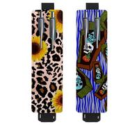 Eslifey Lot de 2 porte-stylos en cuir avec bande élastique réglable - Squelette chantant et dansant - Pochette en cuir pour carnet de notes et journaux, multicolore 5, 6.1x1.8in/15.4x4.6cm