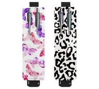 Eslifey Lot de 2 porte-stylos en cuir avec bande élastique réglable - Squelette chantant et dansant - Pochette en cuir pour carnet de notes et journaux, multicolore 4, 6.1x1.8in/15.4x4.6cm