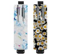 Eslifey Lot de 2 porte-stylos en cuir avec bande élastique réglable - Squelette chantant et dansant - Pochette en cuir pour carnet de notes et journaux, Multi 9., 6.1x1.8in/15.4x4.6cm