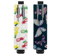 Eslifey Lot de 2 porte-stylos en cuir avec bande élastique réglable - Squelette chantant et dansant - Pochette en cuir pour carnet de notes et journaux, multicolore 7, 6.1x1.8in/15.4x4.6cm