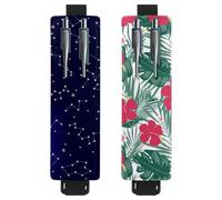 Eslifey Lot de 2 porte-stylos en cuir avec bande élastique réglable - Squelette chantant et dansant - Pochette en cuir pour carnet de notes et journaux, multicolore 6, 6.1x1.8in/15.4x4.6cm