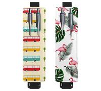 Eslifey Lot de 2 porte-stylos en cuir avec bande élastique réglable - Squelette chantant et dansant - Pochette en cuir pour carnet de notes et journaux, Multi 8., 6.1x1.8in/15.4x4.6cm