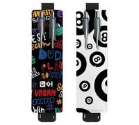 Eslifey Lot de 2 porte-stylos portables, baleines et tortues de la vie marine, pochette pour 2 ou 3 stylos, bande élastique réglable, amovible, multicolore 12, 6.1x1.8in/15.4x4.6cm