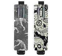 Eslifey Lot de 2 porte-stylos portables, Day of the Dead Coloré Sugar Skull Floral Flower Pattern Pencil Holder Pen Sleeve Case Pouch Hold 2 ou 3 stylos, bande élastique réglable, détachable