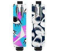 Eslifey Lot de 2 porte-stylos portables, Day of the Dead Coloré Sugar Skull Floral Flower Pattern Pencil Holder Pen Sleeve Case Pouch Hold 2 ou 3 stylos, bande élastique réglable, détachable