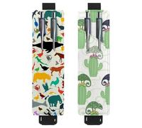Eslifey Lot de 2 porte-stylos portables, Day of the Dead Coloré Sugar Skull Floral Flower Pattern Pencil Holder Pen Sleeve Case Pouch Hold 2 ou 3 stylos, bande élastique réglable, détachable