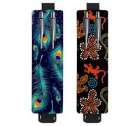 Eslifey Lot de 2 porte-stylos portables, Day of the Dead Coloré Sugar Skull Floral Flower Pattern Pencil Holder Pen Sleeve Case Pouch Hold 2 ou 3 stylos, bande élastique réglable, détachable, Multi 8