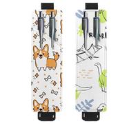 Eslifey Lot de 2 porte-stylos portables, Day of the Dead Coloré Sugar Skull Floral Flower Pattern Pencil Holder Pen Sleeve Case Pouch Hold 2 ou 3 stylos, bande élastique réglable, détachable