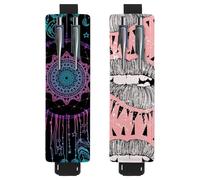 Eslifey Lot de 2 porte-stylos portables, Day of the Dead Coloré Sugar Skull Floral Flower Pattern Pencil Holder Pen Sleeve Case Pouch Hold 2 ou 3 stylos, bande élastique réglable, détachable, Multi 9