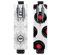 Eslifey Lot de 2 porte-stylos portables, Day of the Dead Coloré Sugar Skull Floral Flower Pattern Pencil Holder Pen Sleeve Case Pouch Hold 2 ou 3 stylos, bande élastique réglable, détachable