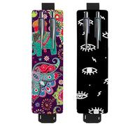 Eslifey Lot de 2 porte-stylos portables, Day of the Dead Coloré Sugar Skull Floral Flower Pattern Pencil Holder Pen Sleeve Case Pouch Hold 2 ou 3 stylos, bande élastique réglable, détachable, Multi 10
