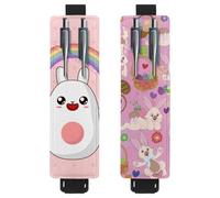Eslifey Lot de 2 porte-stylos portables, mignon carlin avec langue, étui à stylos, pochette pour 2 ou 3 stylos, bande élastique réglable, amovible, Multi 10., 6.1x1.8in/15.4x4.6cm