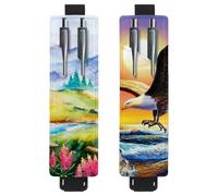 Eslifey Lot de 2 porte-stylos portables, mignon carlin avec langue, étui à stylos, pochette pour 2 ou 3 stylos, bande élastique réglable, amovible, Multicolore 2, 6.1x1.8in/15.4x4.6cm
