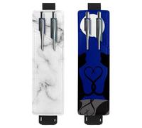 Eslifey Lot de 2 porte-stylos portables, mignon carlin avec langue, étui à stylos, pochette pour 2 ou 3 stylos, bande élastique réglable, amovible, Multi 14, 6.1x1.8in/15.4x4.6cm