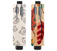 Eslifey Lot de 2 porte-stylos portables, mignon carlin avec langue, étui à stylos, pochette pour 2 ou 3 stylos, bande élastique réglable, amovible, multicolore 6, 6.1x1.8in/15.4x4.6cm