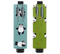Eslifey Lot de 2 porte-stylos portables, motif crânes mexicains Jour des morts avec roses rouges, pochette pour 2 ou 3 stylos, bande élastique réglable, amovible, multicolore 5, 6.1x1.8in/15.4x4.6cm