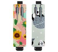 Eslifey Lot de 2 porte-stylos portables, motif crânes mexicains Jour des morts avec roses rouges, pochette pour 2 ou 3 stylos, bande élastique réglable, amovible, Multi 14, 6.1x1.8in/15.4x4.6cm
