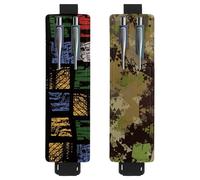 Eslifey Lot de 2 porte-stylos portables, motif fruits bananes, feuilles d'ananas, pochette pour 2 ou 3 stylos, bande élastique réglable, amovible, multicolore 7, 6.1x1.8in/15.4x4.6cm