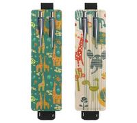 Eslifey Lot de 2 porte-stylos portables, motif fruits bananes, feuilles d'ananas, pochette pour 2 ou 3 stylos, bande élastique réglable, amovible, Multi 9., 6.1x1.8in/15.4x4.6cm