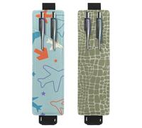 Eslifey Lot de 2 porte-stylos portables, motif léopard sauvage, étui à crayons pouvant contenir 2 ou 3 stylos, bande élastique réglable, amovible, multicolore 6, 6.1x1.8in/15.4x4.6cm