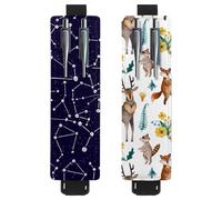 Eslifey Lot de 2 porte-stylos portables, motif léopard sauvage, étui à crayons pouvant contenir 2 ou 3 stylos, bande élastique réglable, amovible, Multi 10., 6.1x1.8in/15.4x4.6cm
