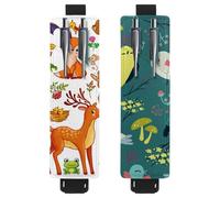 Eslifey Lot de 2 porte-stylos portables, motif requins de couleur marine, faune sauvage, pochette pour 2 ou 3 stylos, bande élastique réglable, amovible, Multi 14, 6.1x1.8in/15.4x4.6cm