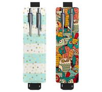 Eslifey Lot de 2 porte-stylos portables, porte-crayons à motif mathématiques, gribouillage bleu, pochette pour 2 ou 3 stylos, bande élastique réglable, amovible, Multi 13., 6.1x1.8in/15.4x4.6cm