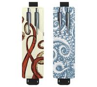 Eslifey Lot de 2 porte-stylos portables, porte-crayons à motif mathématiques, gribouillage bleu, pochette pour 2 ou 3 stylos, bande élastique réglable, amovible, multicolore 4, 6.1x1.8in/15.4x4.6cm