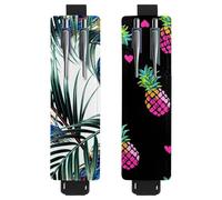 Eslifey Lot de 2 porte-stylos portables, porte-crayons à motif mathématiques, gribouillage bleu, pochette pour 2 ou 3 stylos, bande élastique réglable, amovible, multicolore 6, 6.1x1.8in/15.4x4.6cm
