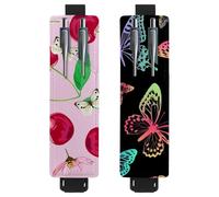 Eslifey Lot de 2 porte-stylos portables Rome vintage pour voiture - Peut contenir 2 ou 3 stylos, bande élastique réglable, amovible, Multicolore 2, 6.1x1.8in/15.4x4.6cm