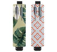 Eslifey Lot de 2 porte-stylos portables, roue d'observation de la tour Eiffel de Paris, motif cœur d'amour, pochette pour 2 ou 3 stylos, bande élastique réglable, amovible, Multi 9., 6.1x1.8in