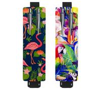 Eslifey Lot de 2 porte-stylos portables, roue d'observation de la tour Eiffel de Paris, motif cœur d'amour, pochette pour 2 ou 3 stylos, bande élastique réglable, amovible, multicolore 6, 6.1x1.8in