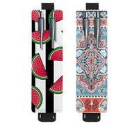 Eslifey Lot de 2 porte-stylos portables, roue d'observation de la tour Eiffel de Paris, motif cœur d'amour, pochette pour 2 ou 3 stylos, bande élastique réglable, amovible, multicolore 5, 6.1x1.8in