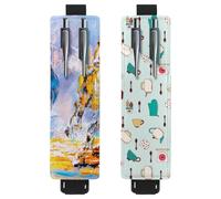 Eslifey Lot de 2 porte-stylos portables, roue d'observation de la tour Eiffel de Paris, motif cœur d'amour, pochette pour 2 ou 3 stylos, bande élastique réglable, amovible, multicolore 12, 6.1x1.8in