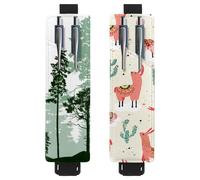 Eslifey Lot de 2 porte-stylos portables, roue d'observation de la tour Eiffel de Paris, motif cœur d'amour, pochette pour 2 ou 3 stylos, bande élastique réglable, amovible, multicolore 3, 6.1x1.8in