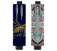 Eslifey Lot de 2 porte-stylos portables, roue d'observation de la tour Eiffel de Paris, motif cœur d'amour, pochette pour 2 ou 3 stylos, bande élastique réglable, amovible, Multicolore 2, 6.1x1.8in