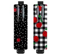 Eslifey Lot de 2 porte-stylos portables Tai Chi Koi en fleurs de cerisier pour 2 ou 3 stylos, bande élastique réglable, amovible, multicolore 3, 6.1x1.8in/15.4x4.6cm