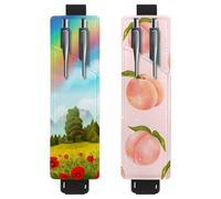 Eslifey Lot de 2 porte-stylos portables Tai Chi Koi en fleurs de cerisier pour 2 ou 3 stylos, bande élastique réglable, amovible, Multi 8., 6.1x1.8in/15.4x4.6cm