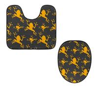 Eslifey Lot de 2 tapis de sol et tapis de sol de toilette en forme de U - Motif silhouette de grenouille dorée - Lavable en machine - Antidérapant et absorbant