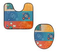 Eslifey Lot de 2 tapis de sol pour abattant de WC et tapis de sol en forme de U - Éléments mathématiques - Lavable en machine - Tapis absorbant antidérapant