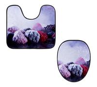 Eslifey Lot de 2 tapis de sol pour abattant de WC et tapis de sol en forme de U - Motif baies de la Reine des neiges - Lavable en machine - Tapis absorbant antidérapant