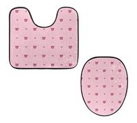 Eslifey Lot de 2 tapis de sol pour abattant de WC et tapis de sol en forme de U - Motif couronne de princesse - Rose - Lavable en machine - Tapis absorbant antidérapant