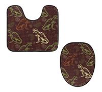 Eslifey Lot de 2 tapis de sol pour abattant de WC et tapis de sol en forme de U - Motif empreinte de dinosaure - Lavable en machine - Tapis absorbant antidérapant