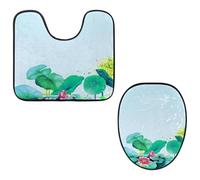 Eslifey Lot de 2 tapis de sol pour abattant de WC et tapis de sol en forme de U - Motif grenouille sautante - Lavable en machine - Antidérapant et absorbant