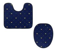Eslifey Lot de 2 tapis de sol pour abattant de WC et tapis de sol en forme de U - Motif princesse bleu marine - Lavable en machine - Tapis absorbant antidérapant